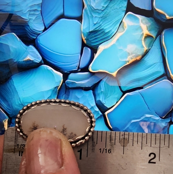 DENDRITIC AGATE RING HANDMADE IN STERLING SILVER METAL SIZE 7.5 - Picture 6 of 12